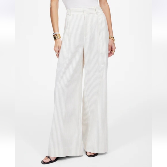 Madewell Pants - Madewell The Superwide-Leg Trouser in Pinstripe Linen Blend